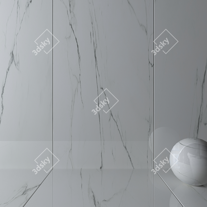  Elegant Pure Statuario Wall Tiles 3D model image 2