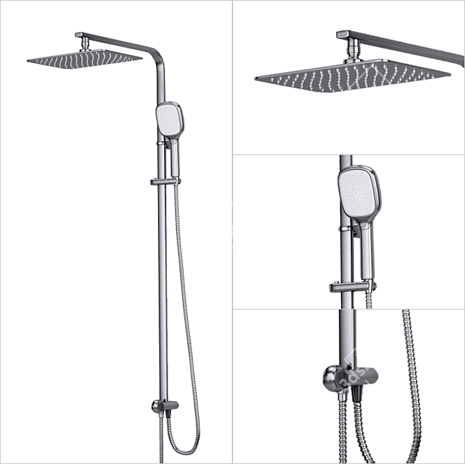 Wasserkraft Shower Set A042: Luxury & Style 3D model image 1