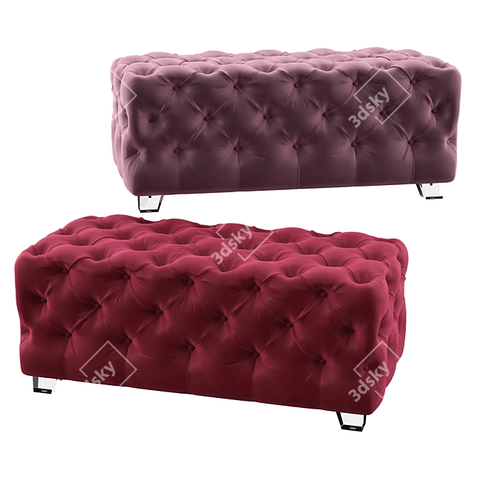 Elegant Tufted Ottoman 3D model image 1