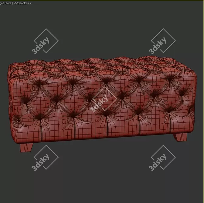 Elegant Tufted Ottoman 3D model image 3