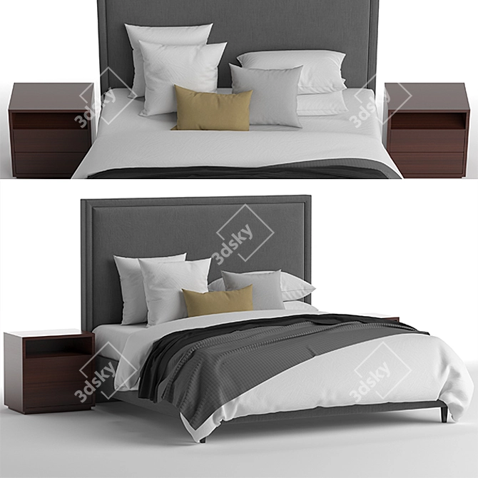 Sleek Modern Bed: Aesthetically Crafted 3D model image 1