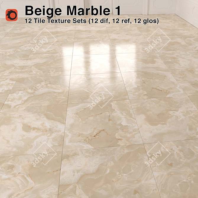 Premium Beige Marble Tiles 3D model image 1