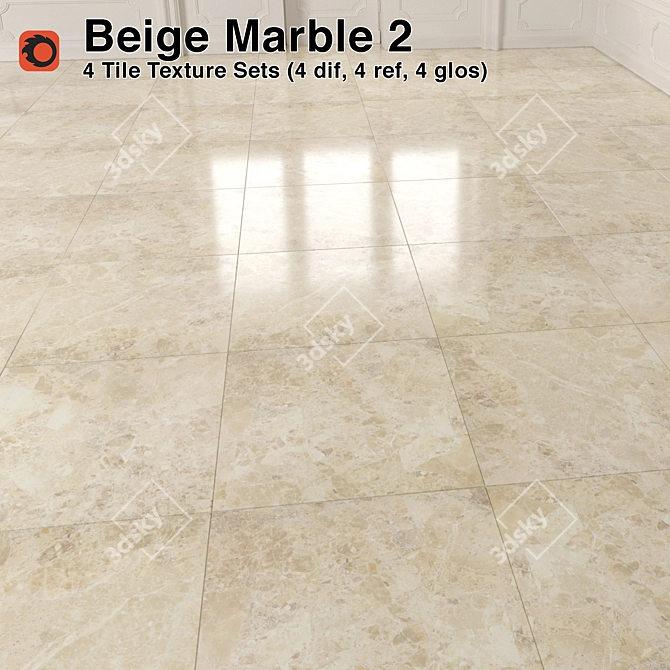 Beige Marble Tiles - High Quality & Corona Ready 3D model image 1