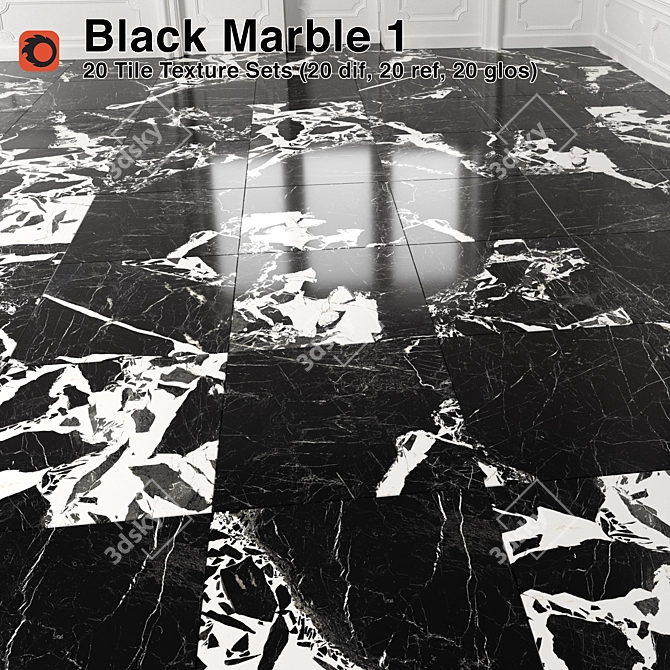 Black Marble Tiles - High Quality & Ready to Use 3D model image 1