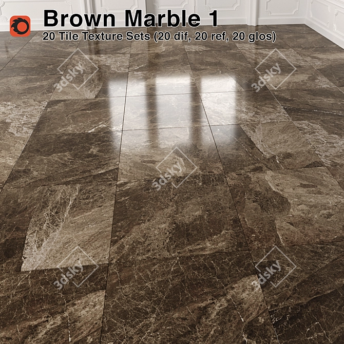 Brown Marble Tiles - Luxurious and Versatile 3D model image 1