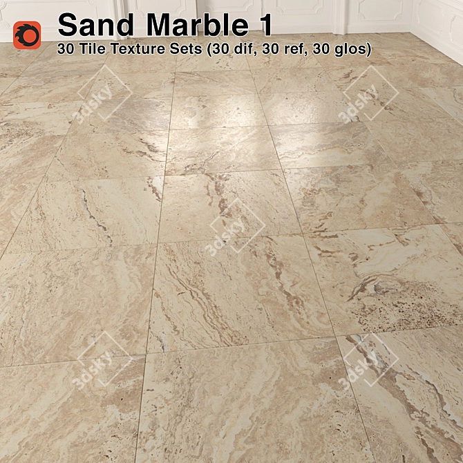 Luxury Sand Marble Tiles | High Quality Material 3D model image 1