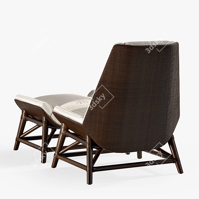 McGUIRE Tansen Lounge Chair & Ottoman: Timeless Elegance for Ultimate Relaxation 3D model image 2