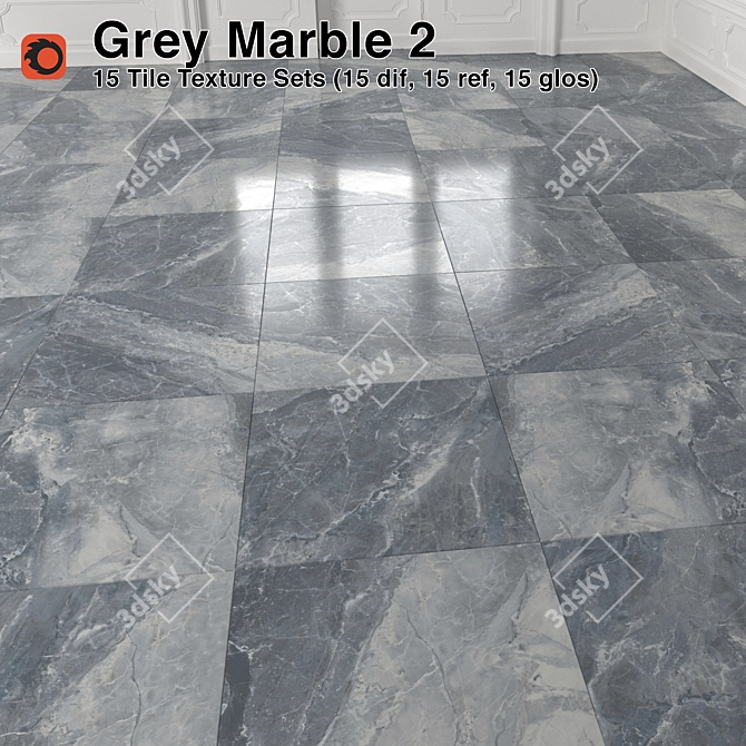 Gray Marble Tiles - Premium Quality 3D model image 1