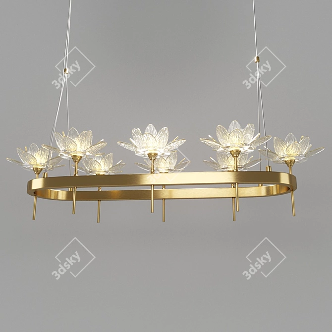 Lotos Modern Brass Glass Pendant 3D model image 1