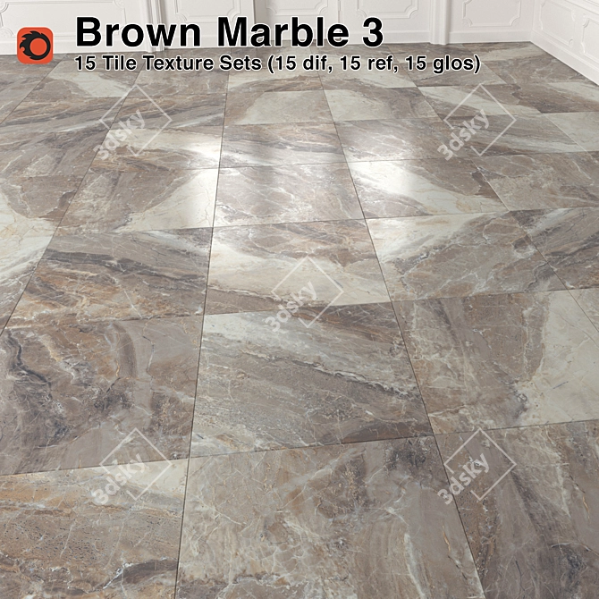 Luxury Brown Marble Tiles 3D model image 1