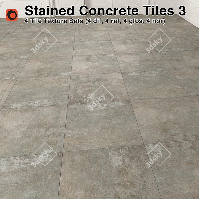 Durable Stained Concrete Tiles 3D model image 1