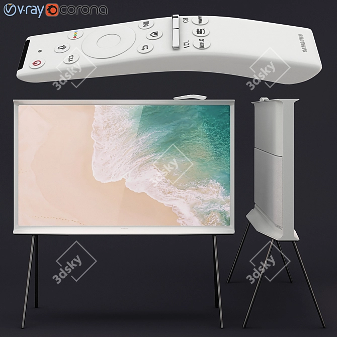 Samsung QLED The Serif TV White: Stunning Design, Immersive Viewing 3D model image 1