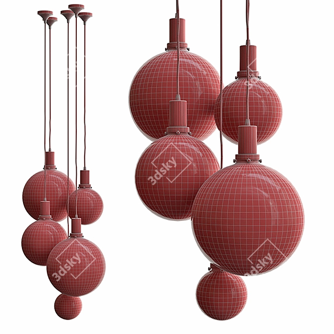 Gold Glass Globe Pendant Lamp 3D model image 2