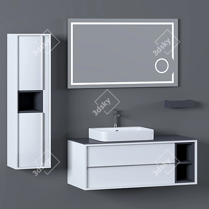 Modern Bathroom Furniture Set 3D model image 1