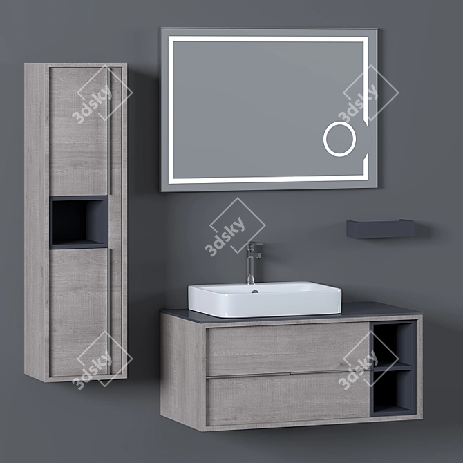 Modern Bathroom Furniture Set 3D model image 1