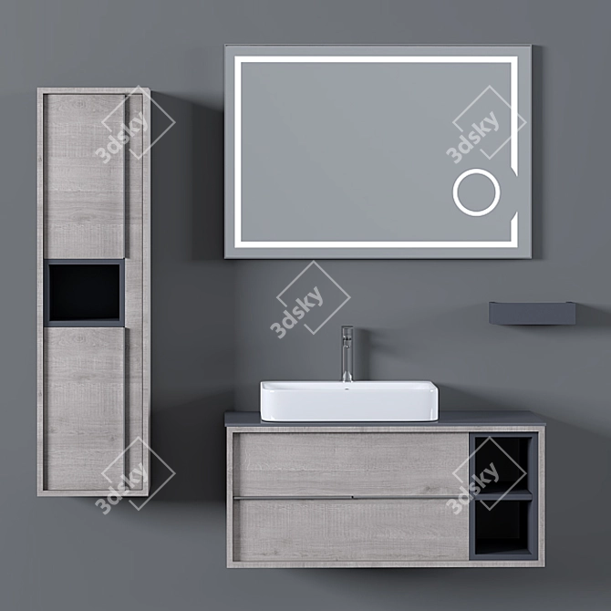 Modern Bathroom Furniture Set 3D model image 2