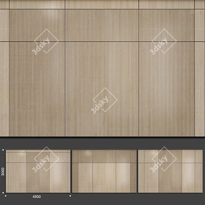 Modern Wood Wall Panel 4500x3000mm 3D model image 1