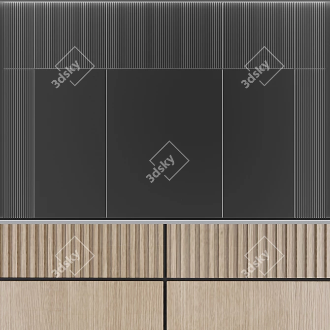 Modern Wood Wall Panel 4500x3000mm 3D model image 2