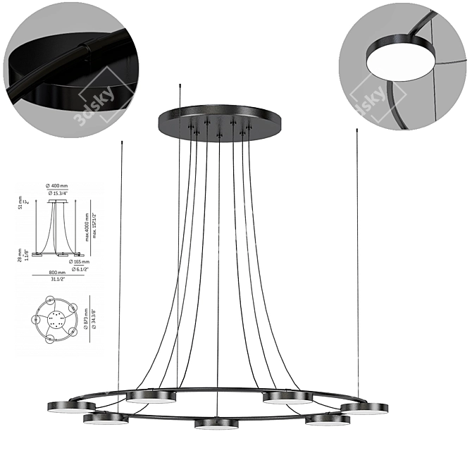 Elegant Aro Estiluz Pendant Lamp 3D model image 1