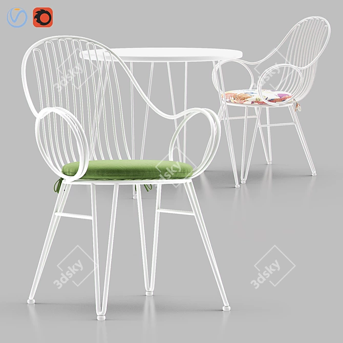 Sunbrella Scroll Outdoor Dining Set 3D model image 1