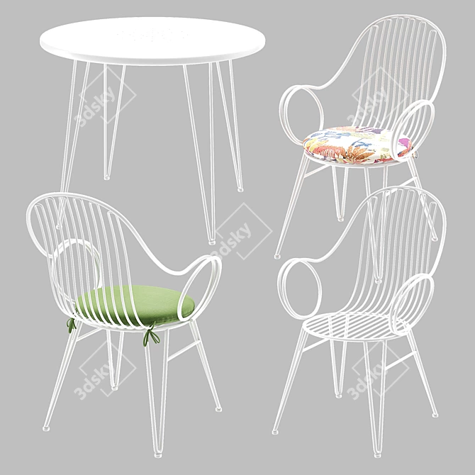 Sunbrella Scroll Outdoor Dining Set 3D model image 2