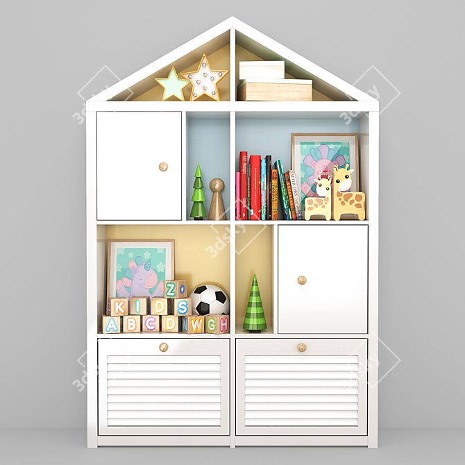 Kids Toy & Book Wardrobe 3D model image 1