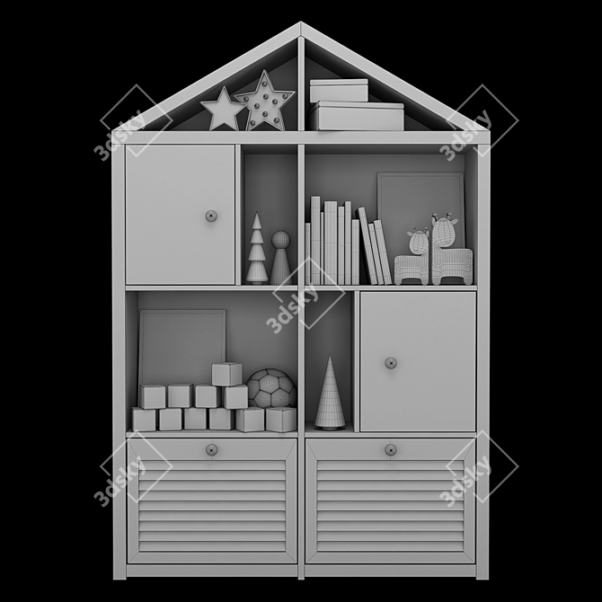 Kids Toy & Book Wardrobe 3D model image 3