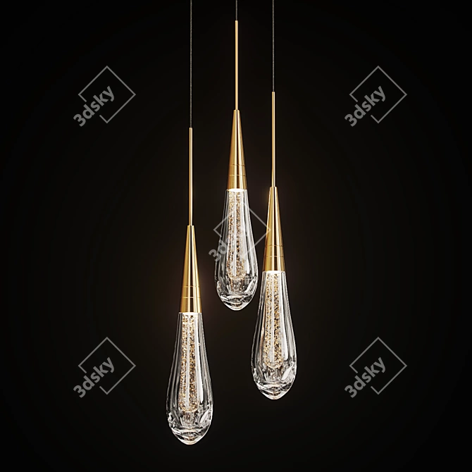 Elegant Drop Pendant: FIAL - Glass & Metal 3D model image 1