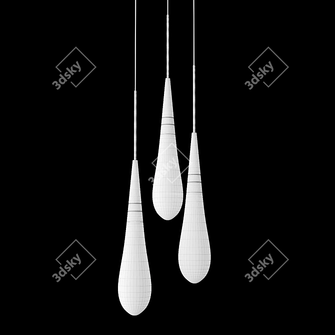 Elegant Drop Pendant: FIAL - Glass & Metal 3D model image 3