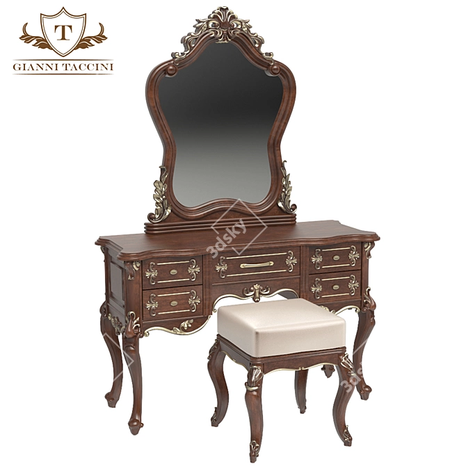 Classic Wood Vanity Set 3D model image 1