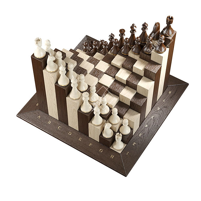 Strategic 3D Chess Set 3D model image 1