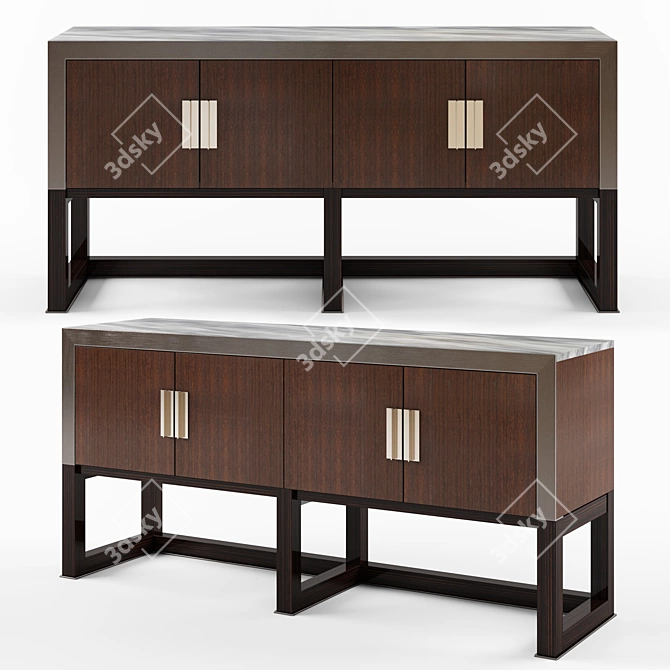 Luxury Wood Sideboard with Integrated Lighting 3D model image 1