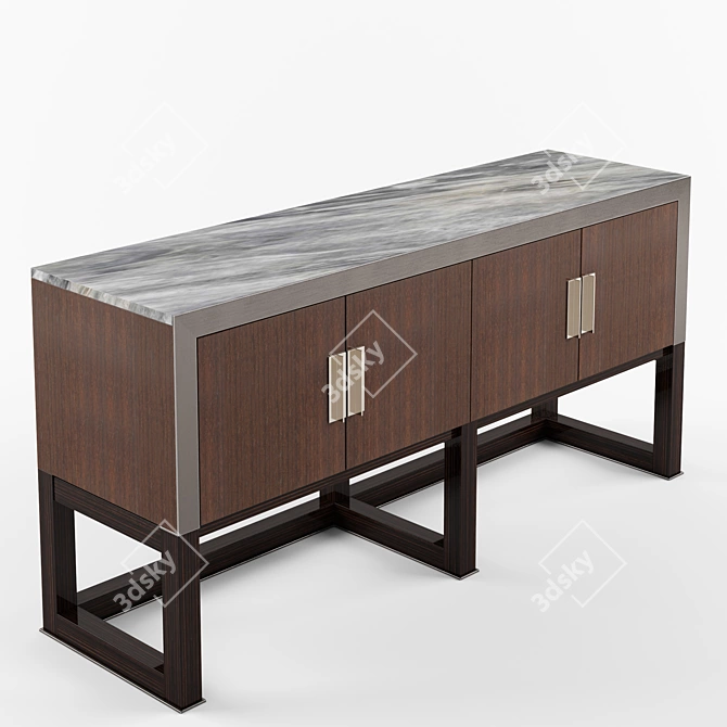 Luxury Wood Sideboard with Integrated Lighting 3D model image 2