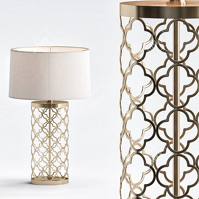 Quatrefoil Drum Lamp: Elegant Lighting Solution 3D model image 1