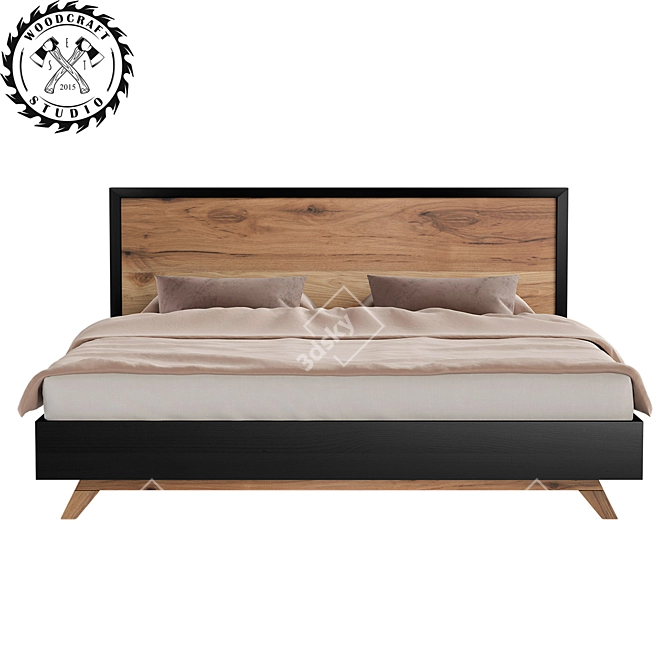 Dastin Bed - Timeless Wood Elegance 3D model image 1