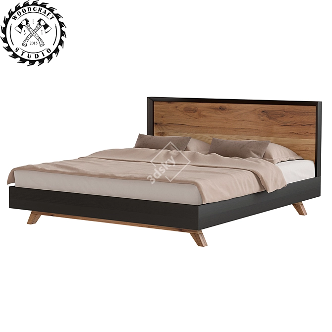 Dastin Bed - Timeless Wood Elegance 3D model image 2