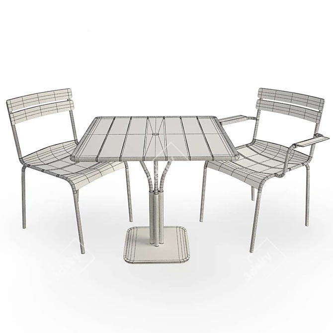 Luxembourg Metallic Table Set 3D model image 2