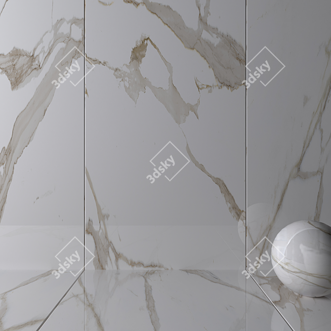 Chic Calacatta Multi-Texture Wall Tiles 3D model image 2