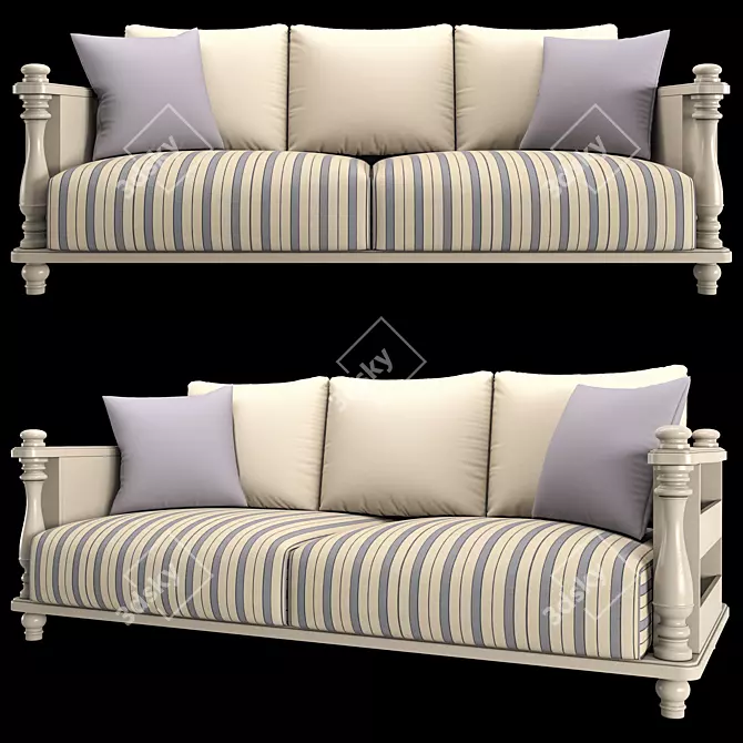 Rustic Charm: Country Fabric Sofa 3D model image 1