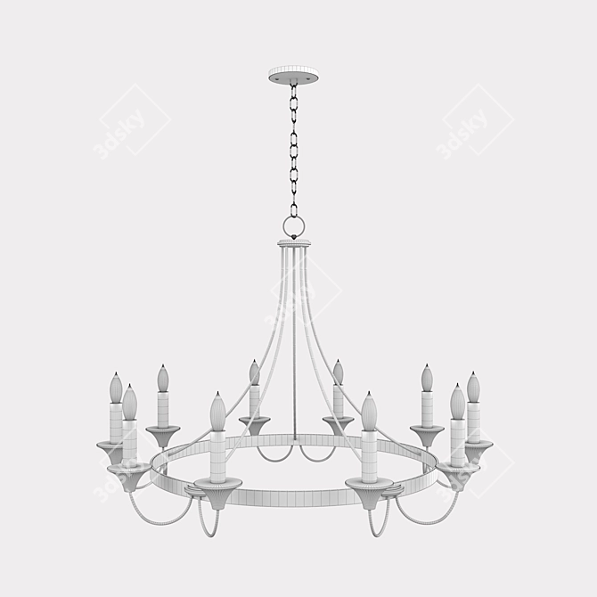 Elegant Gold & Black Hanlon Chandelier 3D model image 3