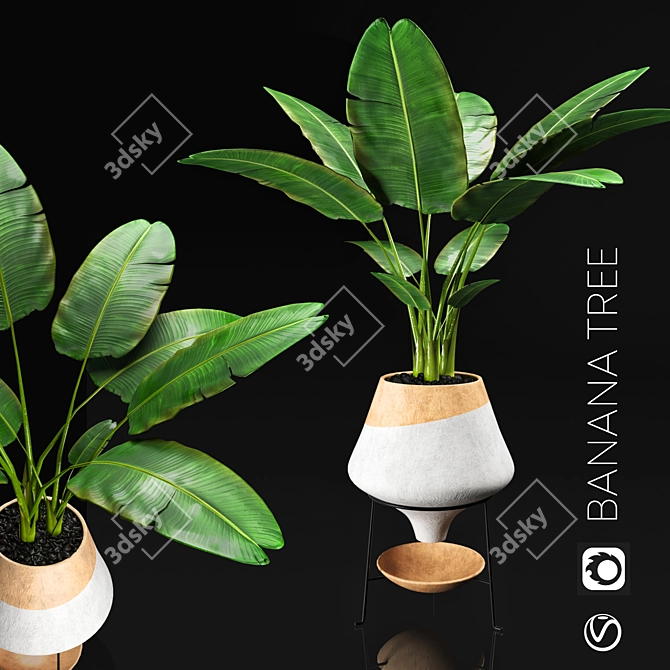 Modern Banana Tree Artwork: High-Quality Interior Decor 3D model image 3