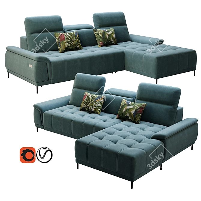 Minimalist Chic Wersal Calvaro Mini Sofa 3D model image 1