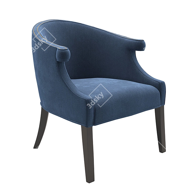 Roche Teal Blue Velvet Margaux Chair 3D model image 1