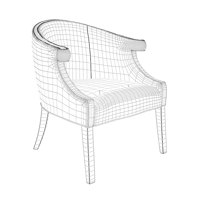 Roche Teal Blue Velvet Margaux Chair 3D model image 3
