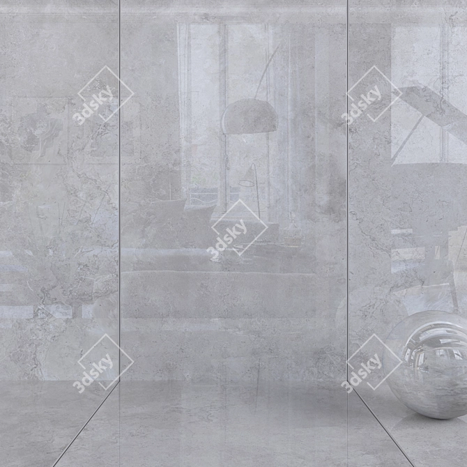 Alpes Wide Gray Wall Tiles 3D model image 1