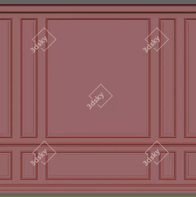 Elegant 3D Wall Moulding 3D model image 2