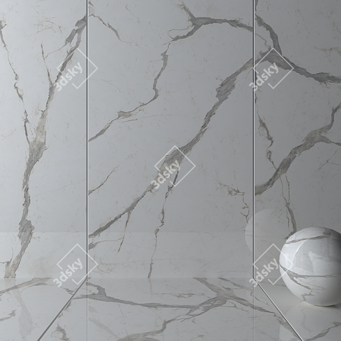 Versatile Statuario Wall Tiles 3D model image 2