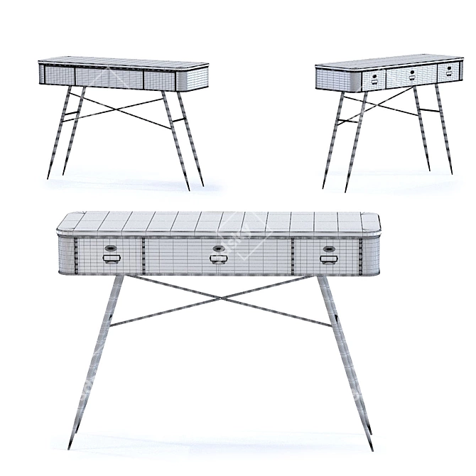 Vintage Desk with Ample Storage 3D model image 2