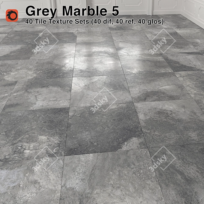 Elegant Gray Marble Tiles 3D model image 1