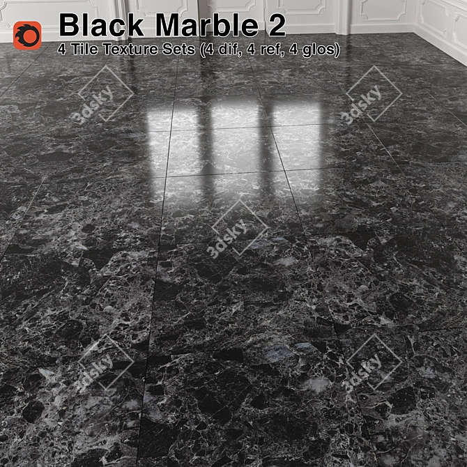 Marble Tiles - Black Elegance 3D model image 1